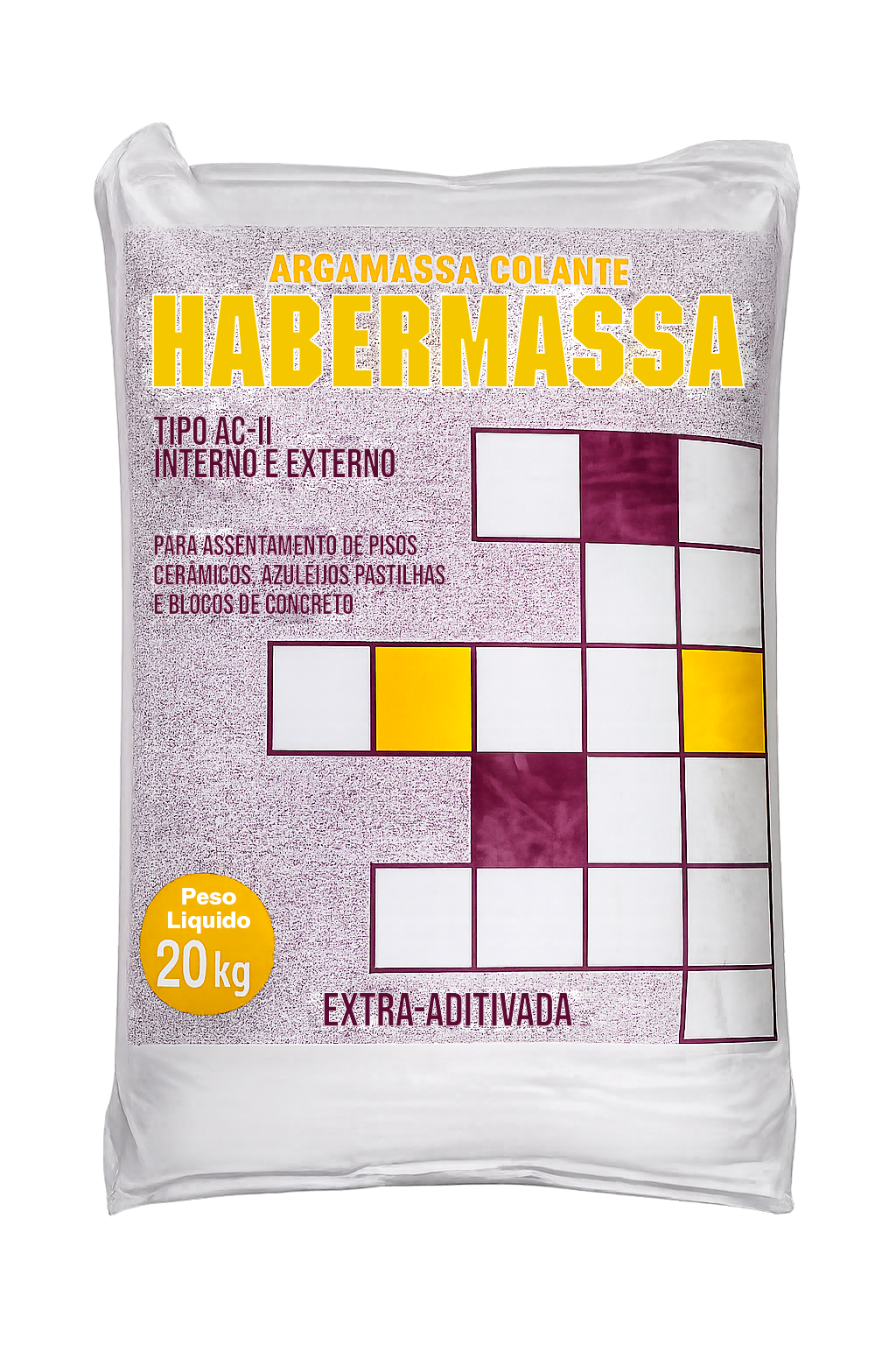 Embalagem da argamassa colante Habermassa AC-II para uso interno e externo.