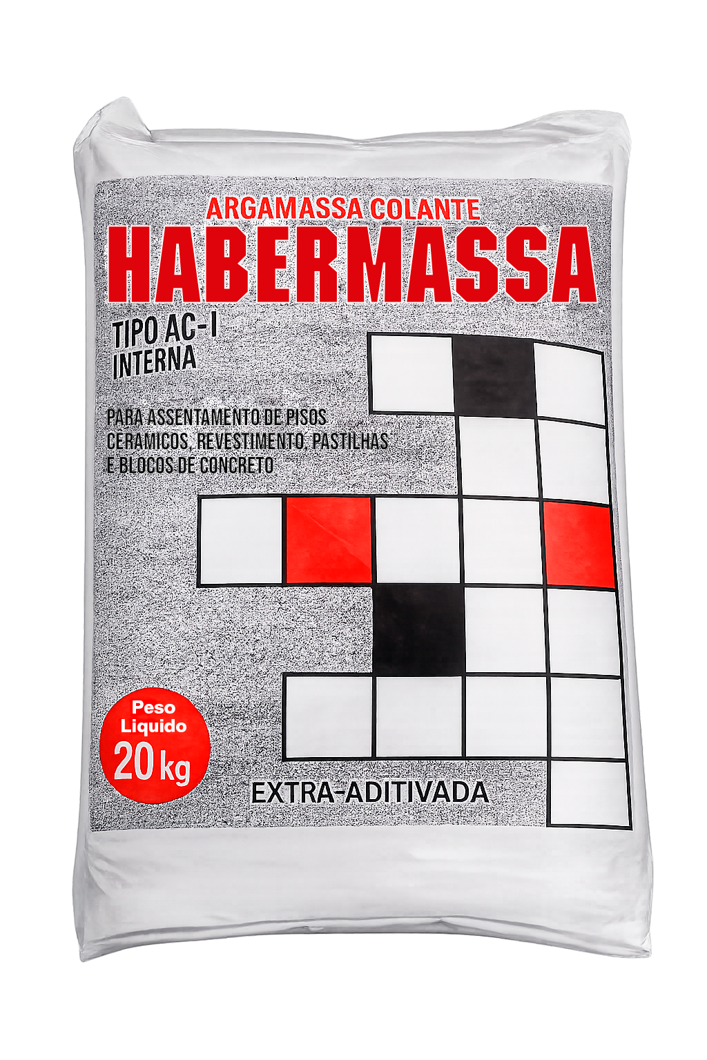 Embalagem da argamassa colante Habermassa AC-I para uso interno.